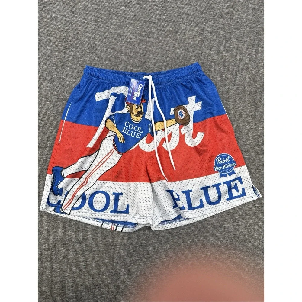 Chalk Line Pabst Blue Ribbon Cool Blue Mesh Shorts Mens Small NWT Rare Limited